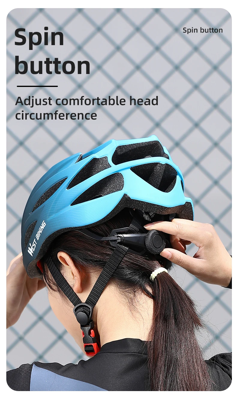 WEST BIKING Fahrradhelm Ultraleicht Integral Geformt 28 Belüftungsöffnungen Farbverlauf Verstellbare Größe M L Rennrad MTB Fahrradhelm Unisex – Detail 8