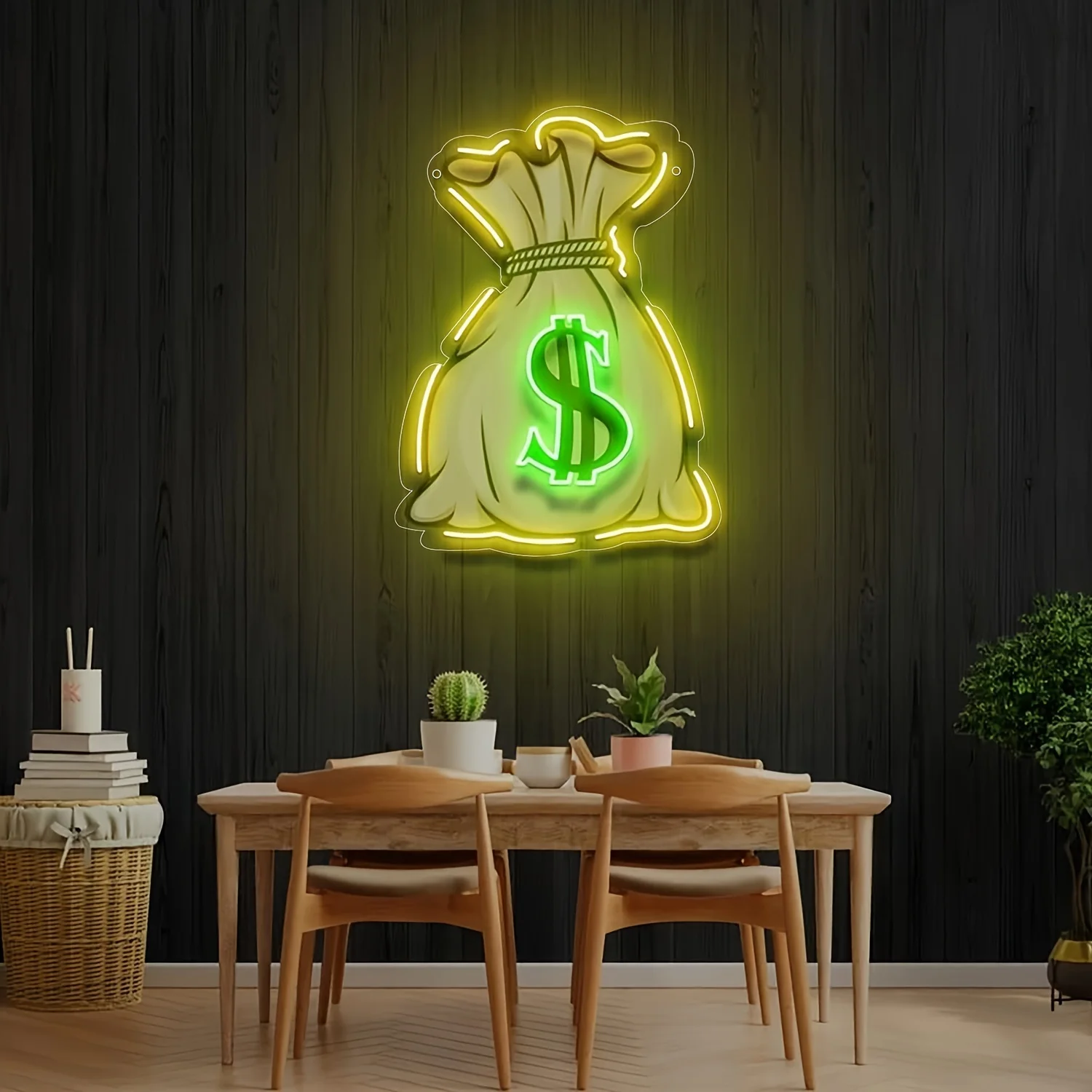 Money Bag Neon Sign for Wall Decor Personalized Led Neon Lights Custom Money Light Up LED Light Signs for Man cave Bar Basement