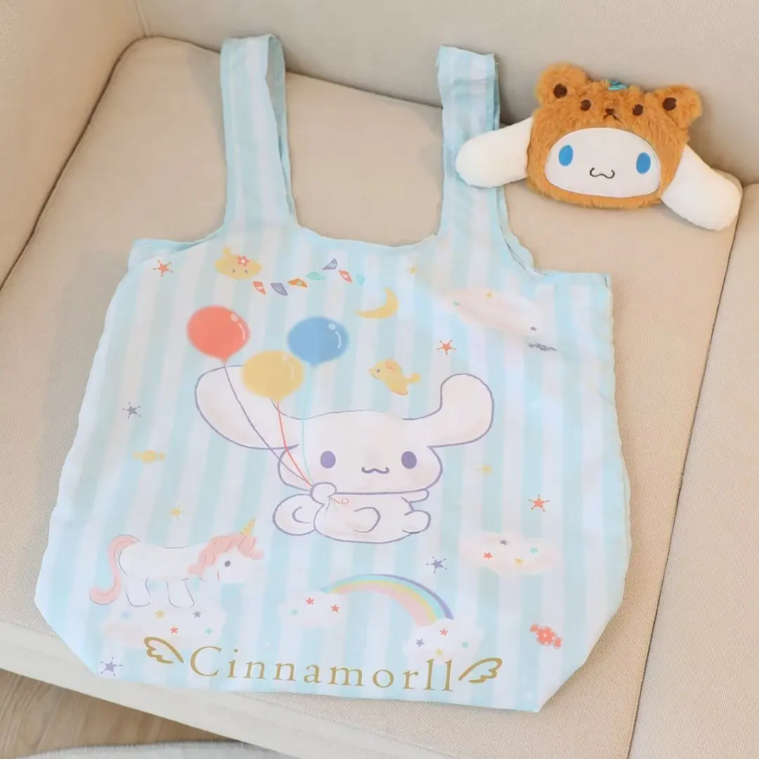 Porte-monnaie en peluche Sanurgente Melody, Kuromi, Cinnamoroll, Pachacco, pendentif en peluche, pompon au beurre, sac à provisions imprimé dessin animé