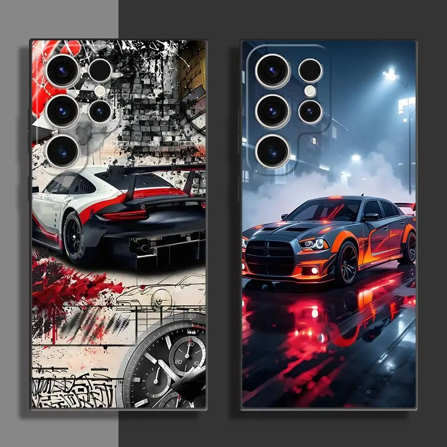 Handsome Cool Car Case for Samsung Galaxy S21 FE S23 Ultra S20 S25 Edge S24 Plus Black Soft Phone Cover 