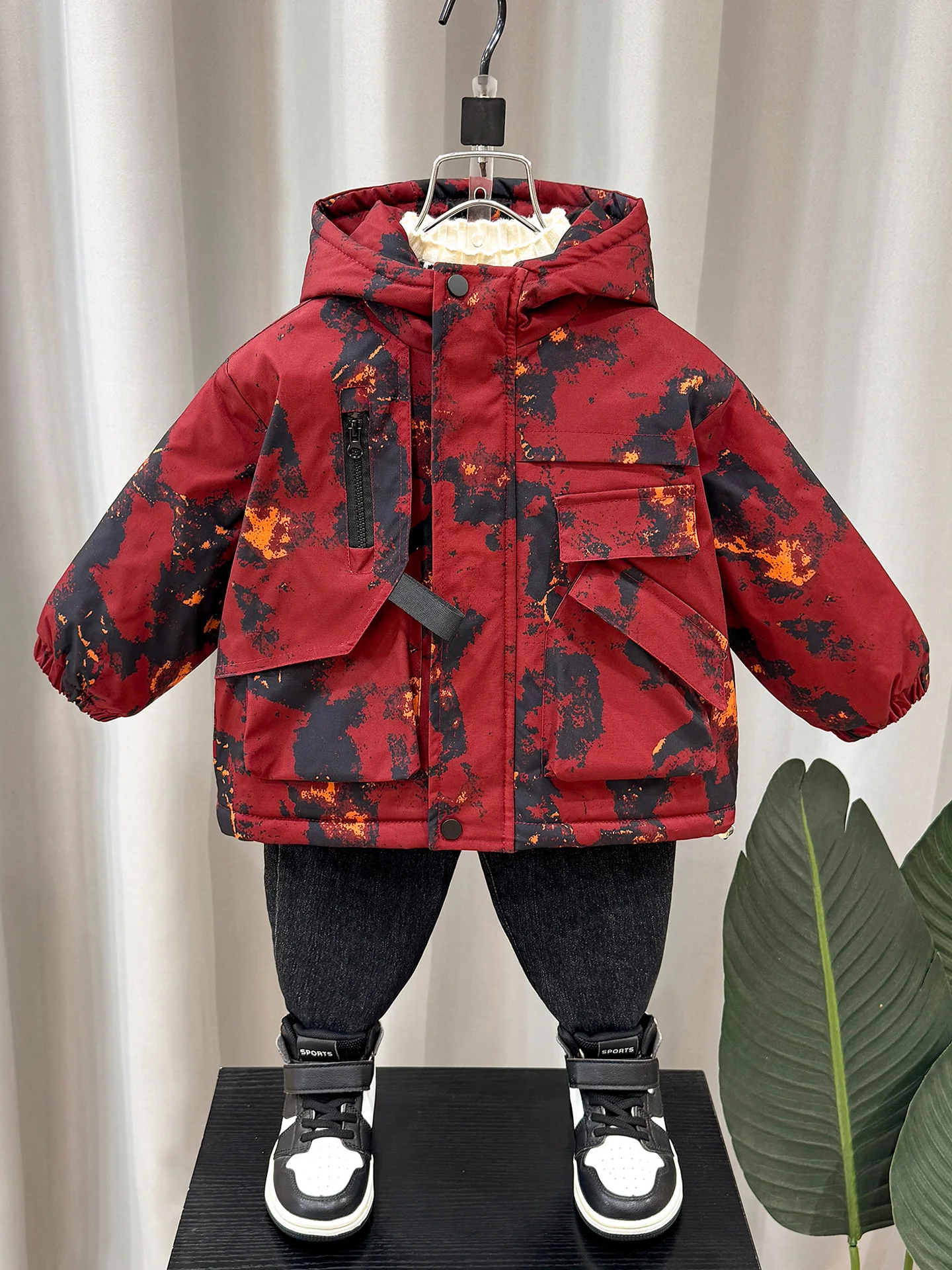 

Boys' Camouflage Fce Lined Parka Coat Warmth Baby Winter Clothes Thiened Autumn Winter New Arrival Children's Outerwear