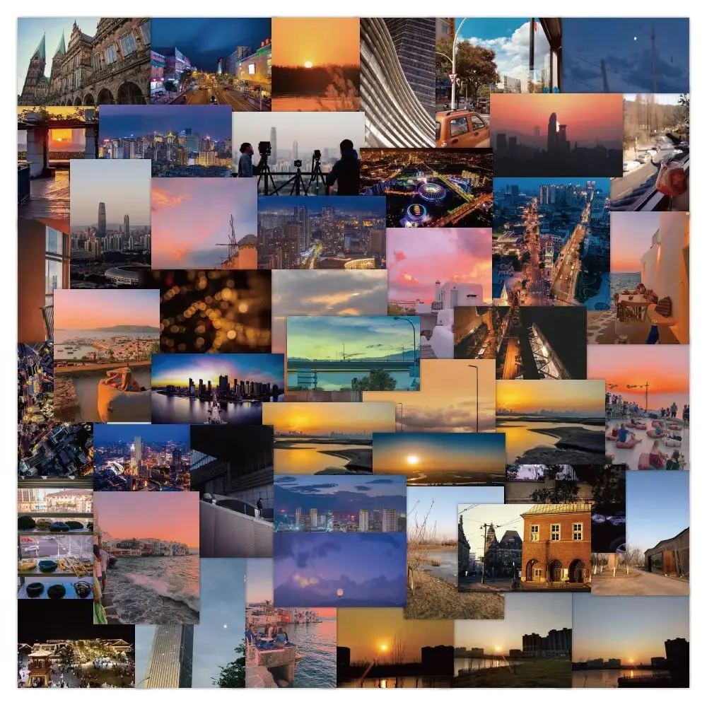 

50PCS City Sunset Landscape Graffiti Waterproof Stickers Personalized Creative Decoration Refrigerator Cup Guitar