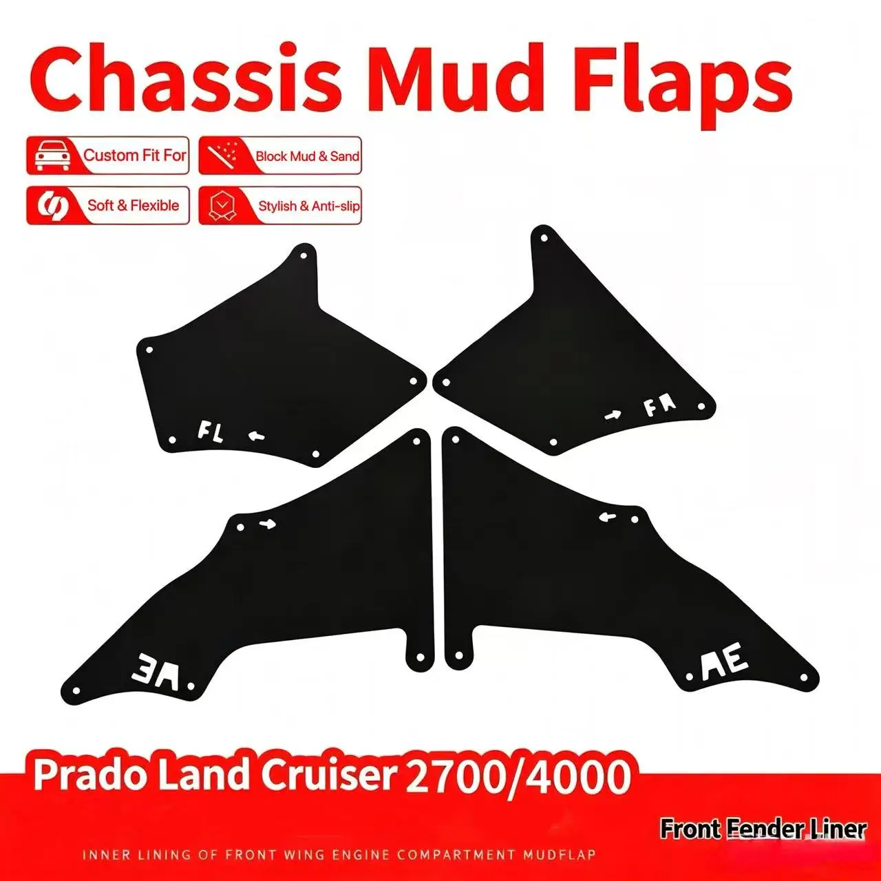For Toyota Land Cruiser Prado 2700 4000 2003-2017 Auto Front Fender Liners Inner Splash Mud Guards Wheel Protector Accessories