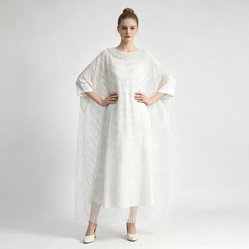 Hochwertiges Luxus-Maxikleid aus Mesh für Damen, mit Strass-Verzierungen, Elegantes Abendkleid für Bankette, Hochzeiten und Formelle Anlässe – Detail 4