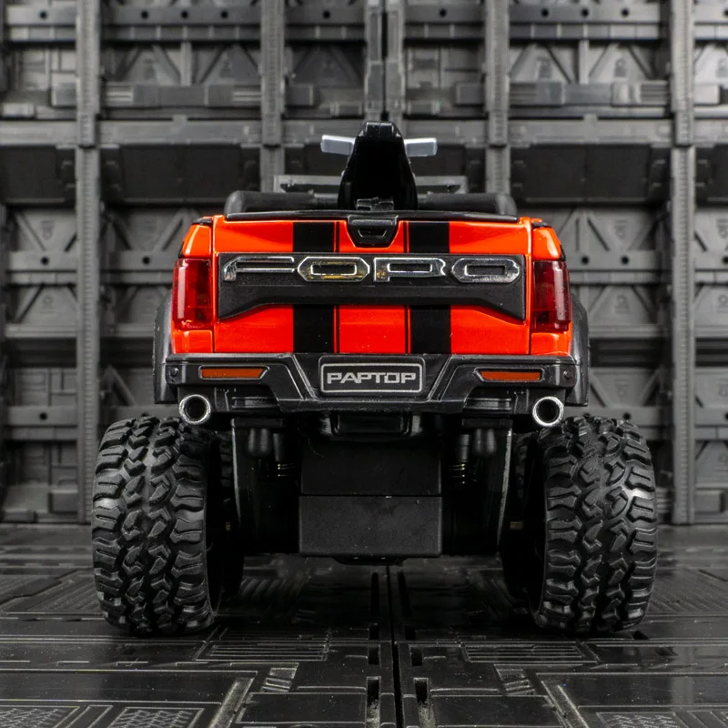 1:24 Ford Raptor met motorfietsversie legering automodel ornament, deur kan worden geopend, speelgoedauto voor kinderen, verjaardagscadeau