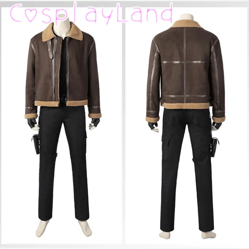 

RE Remake Leon S Cosplay Costume Full Set Outfit with Props Custom Made Adult Men Carnival Halloween Suit Leon Costume