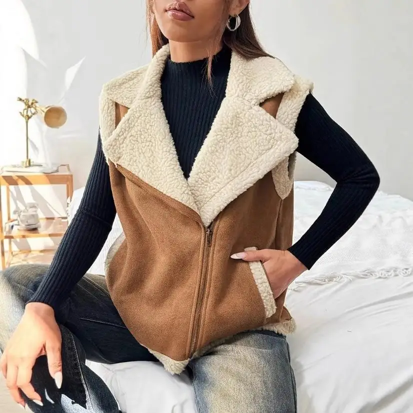 

Lamb Fur Vest Women's Faion Casual Sle Inteated Leather And Fur Autumn Winter New Arrival 2025 Cotton Lined Color