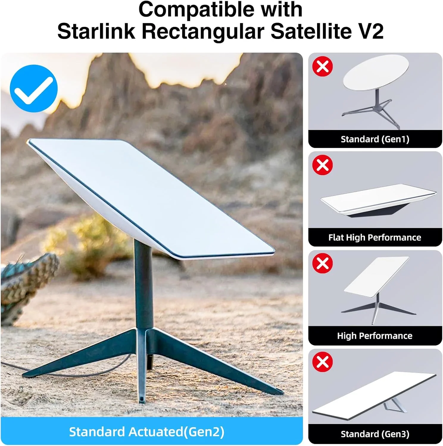 Starlink Ethernet Adapter, Compatible For Starlink Standard Rectangular Dish V2, Wired External Network Fast & Stabl