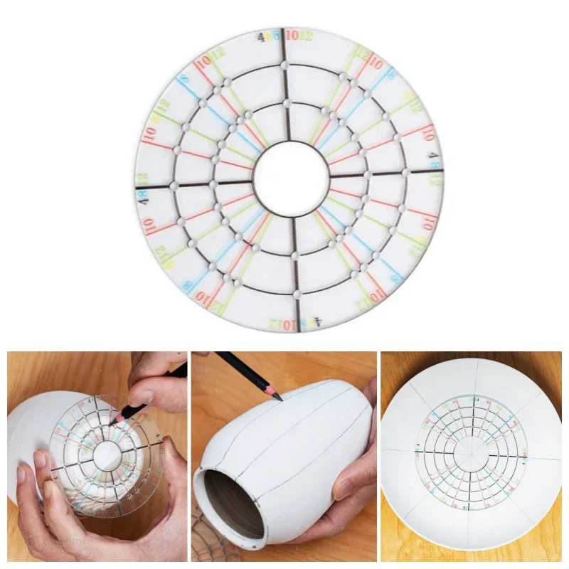 

Acrylic Circular Bisect Line Ruler, Pottery Turntable Center Point Auxiliary Tool for DIY Ceramic Clay Trimming & Sculpting