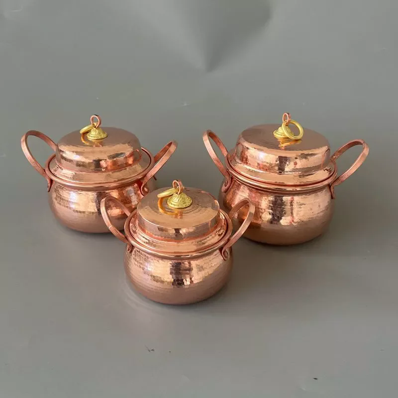 

Copper Casserole Handmade Lid Pure Copper Soup Pot Handle Home Restaurant Use