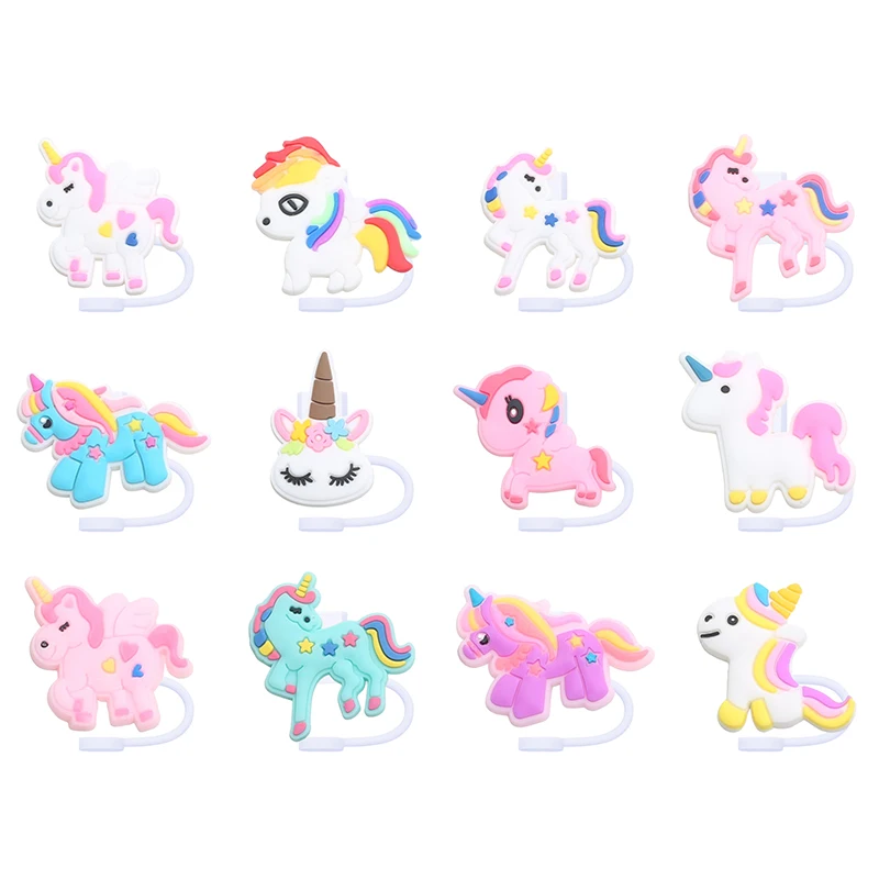 My Little Pony Straw Cover Cap 8-10MM Drink Straw Plug Splash Proof Drinking Cup Straw Cap Eco-friendly Charm Pendant Party Gift