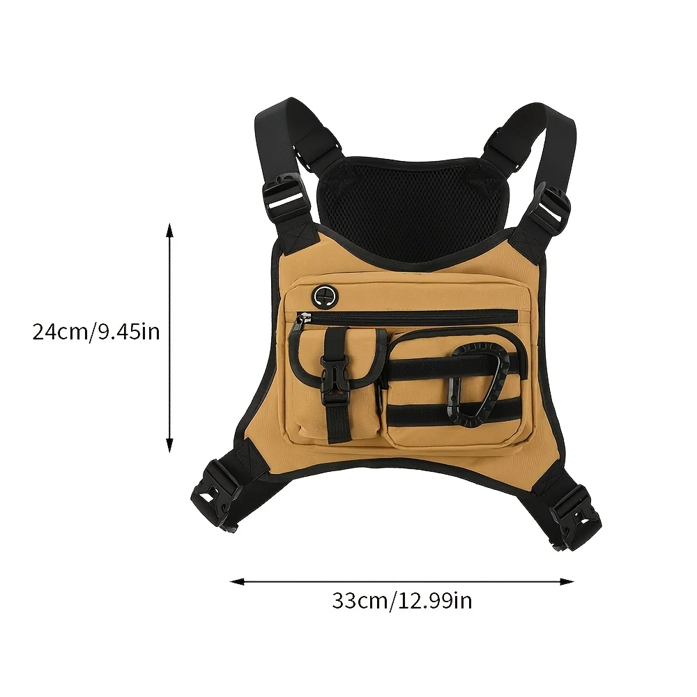 Tactical Chest Vest Pack Multi-Pocket Sports Bag Vest With Adjustable Shoulder Strap Hands-Free Bag Cycling Hiking Outdoor Gear view 3