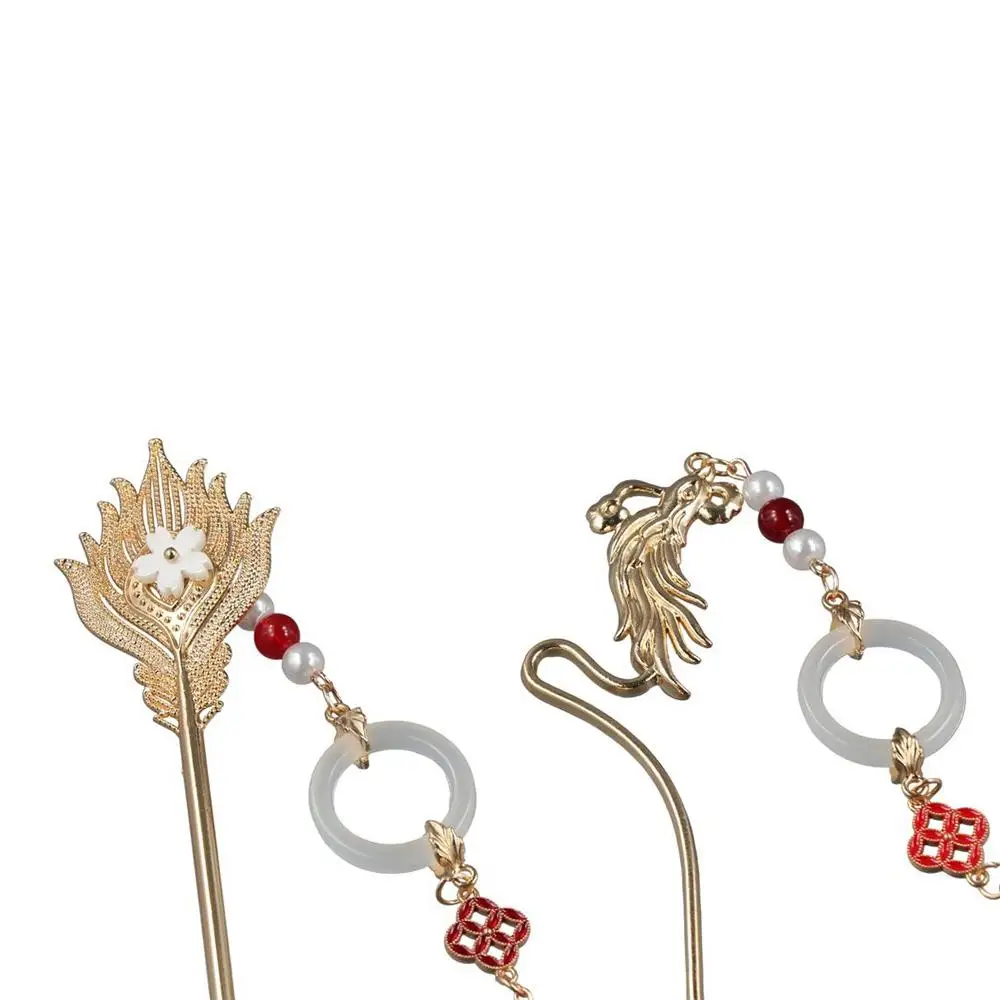 

Elegant Beaded Dragon Hair Stick Wave Shape Headwear Hanfu Tassel Hairpin Ponytail Clip Hair Fork Chinese Style Hair Clip Hanfu