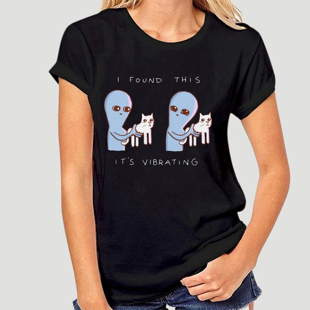 Alien And Cats I Found This It & rsquoS-Camiseta vibratoria para hombres, camiseta de S-3Xl de algodón, camiseta 2348D