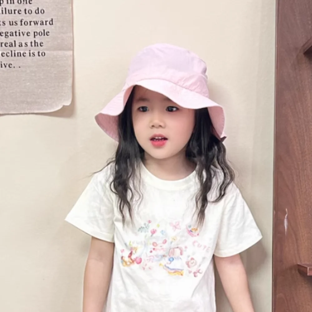 

Convenient Korean Style Baby Sun Protection Cap Quick Dry Candy Color Bucket Hat Foladble Breathable Children Fishman Hat Girls