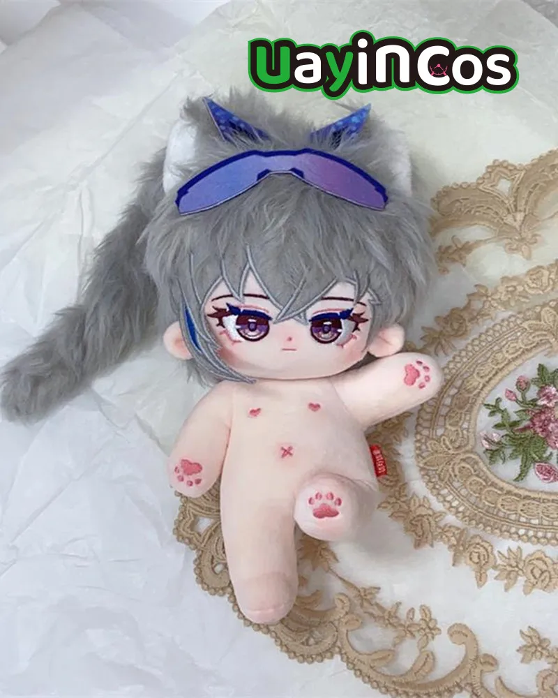 Honkai-Figurine de Dessin Animé en Peluche de 20cm pour Enfant, Jouet Mignon en Coton, avec Motif de Monstre Loup Argenté, Chiot, Idéal comme Cadeau de Cosplay