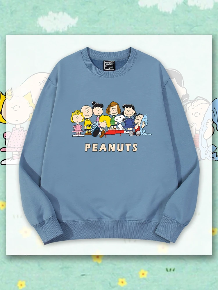 Soft and cute Snoopy Cartoon Anime periphery Men and women round neck pullovers Spring and Autumn trend couple clothing pullover