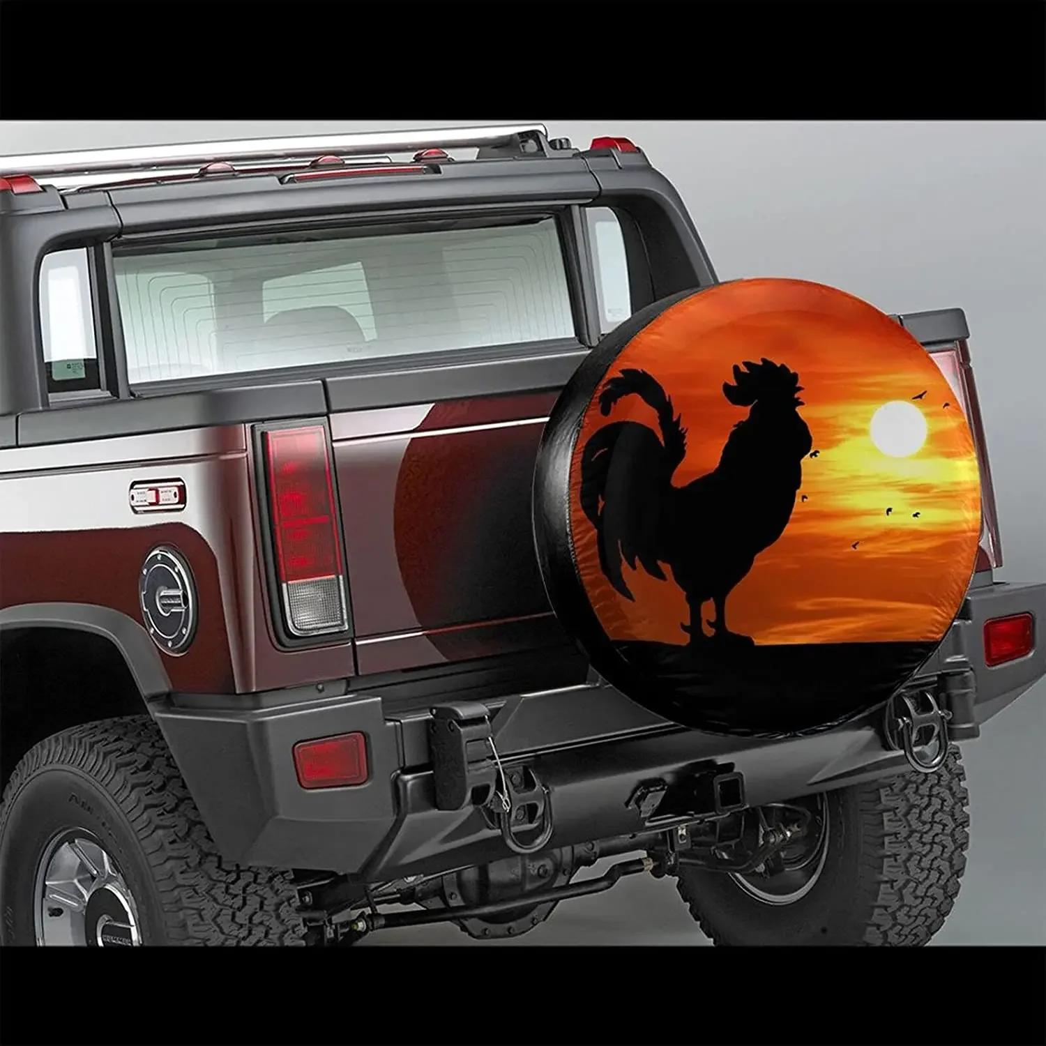 Delumie Rooster Crowing Sunrise Cool Spare tire Covers Wheel Protectors Weatherproof Universal for Trailer Rv SUV Truck Camper T