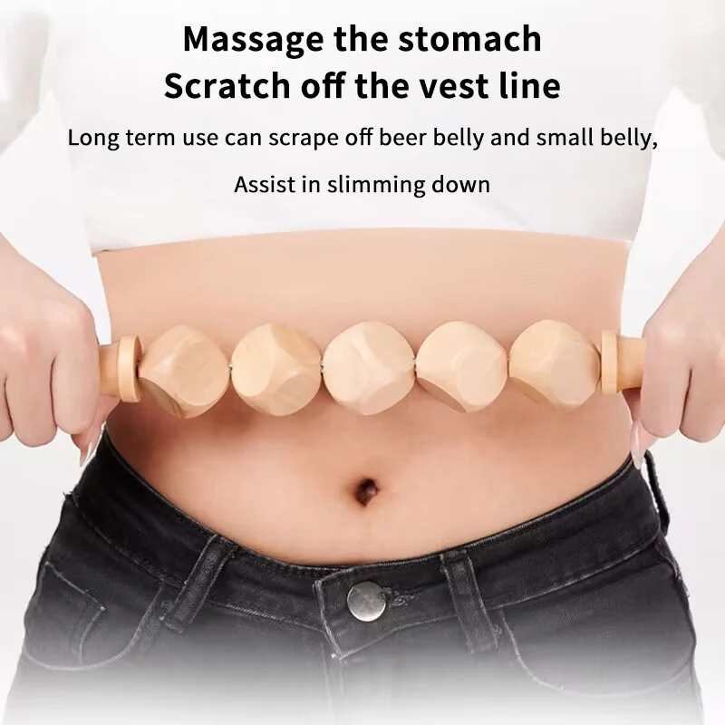 

5 Beads Dice Universal Back Massage Tendons Beech Wood Scraping Stick Point Treatment Guasha Relax Abdominal Massager