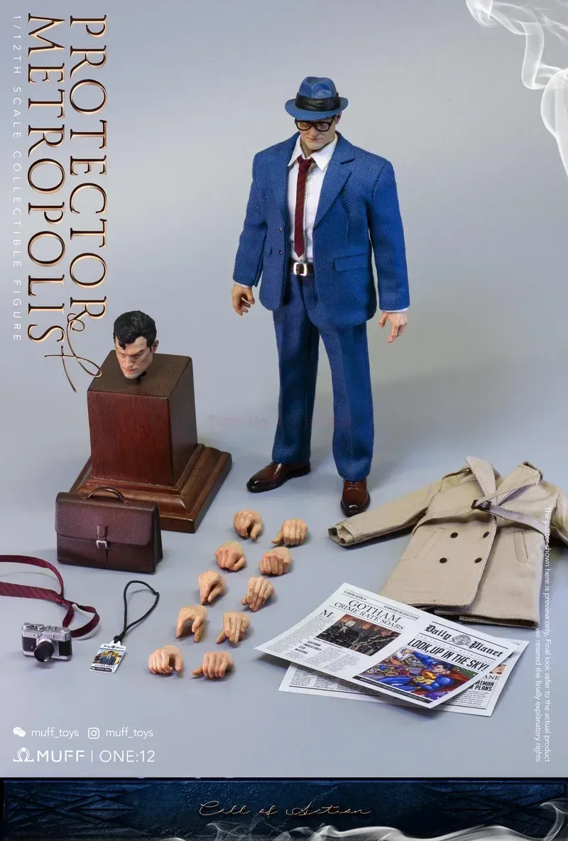 Muff Toys 1/12 Full Set Male 6 Inches Action Figure Metropolitan Guardian Justice Messenger Operation Clark Kent Model Toy Gifts