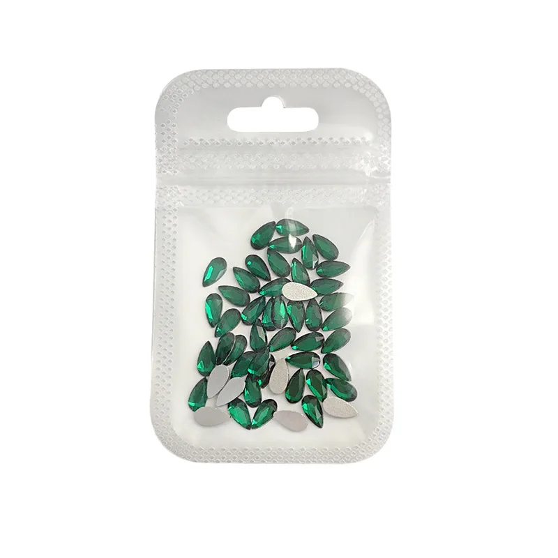 50PCS Dark สีเขียวแบน 3D เล็บ Art Rhinestones Emerald อุปกรณ์เสริมสําหรับเล็บอุปกรณ์ตกแต่งวัสดุ