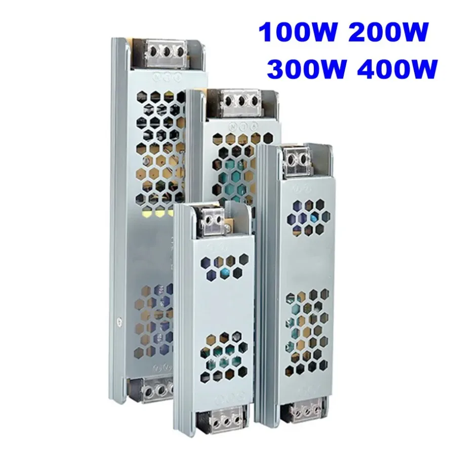 

DC12V 24V Осветительный трансформатор Адаптер питания 5A 12A Ультратонкая светодиодная лента Драйверная лампа 100 Вт 200 Вт 300 Вт 400 Вт Мощность