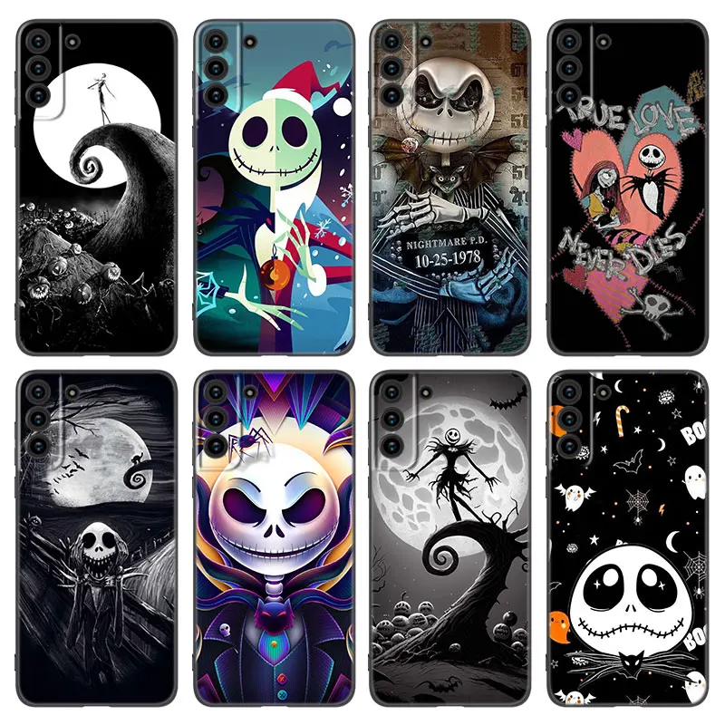 Jack Skellington Phone Case For Samsung Galaxy S23 S21 S20 FE S24 S22 Ultra S10E S10 S9 S8 Plus Black Silicone Cover