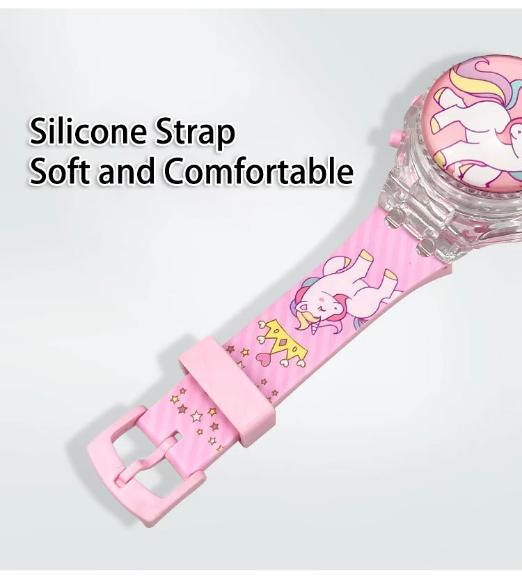 ساعات جيروسكوبية مبتكرة على شكل وحيد القرن للأطفال للفتيات والطلاب، ساعة مضيئة، شاشة إلكترونية خفيفة ملونة، هدايا العيد