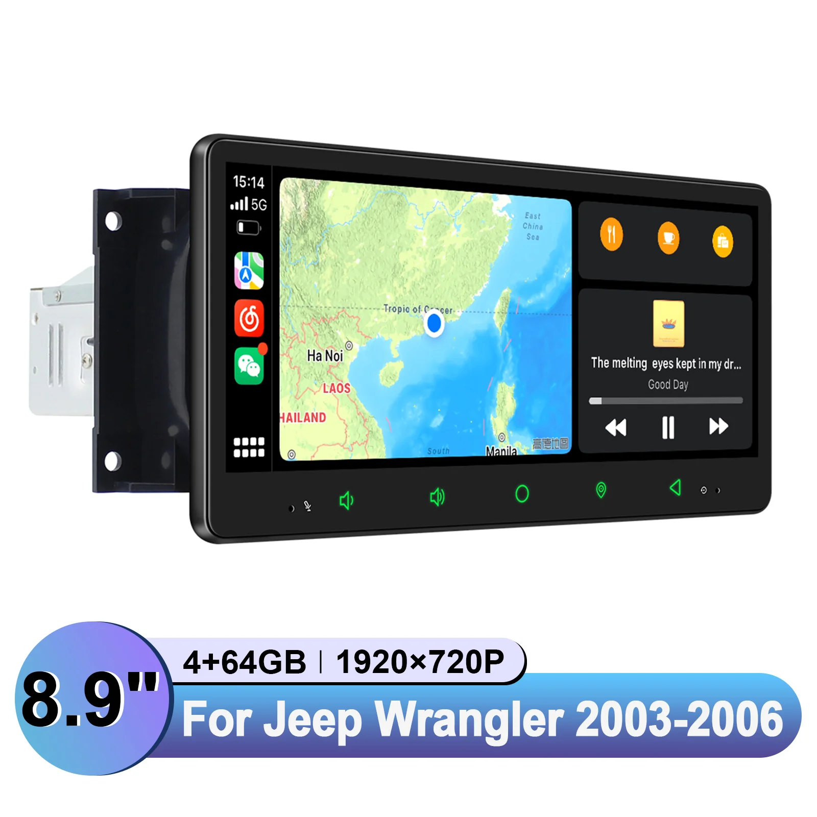 JOYING 7 "8" 8.9 "شاشة تعمل باللمس ستيريو سيارة ل جيب رانجلر 2003-2006 مشغل وسائط متعددة سبليت شاشة متعددة المهام التوصيل والتشغيل