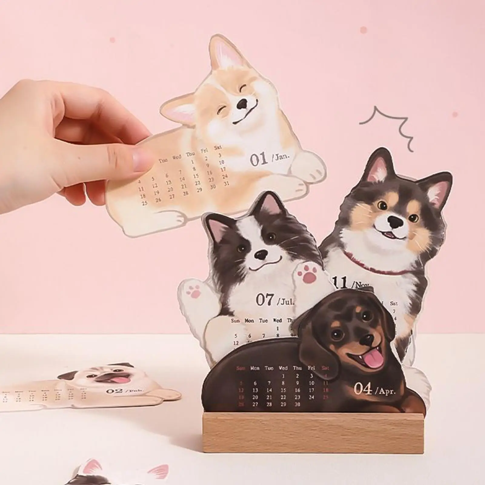 Calendar for Desk 2026 Pet Theme Offices Calendar Academic Schedule Pad for Kids Work Class School Daily Puppy Kitten Design