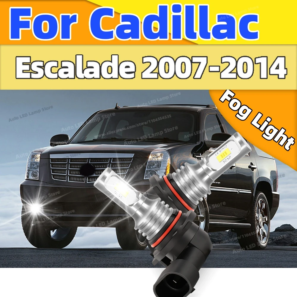 2Pcs 6000K Car Front Fog Light 20000LM Ultra Bright LED Bulbs For Cadillac Escalade 2007 2008 2009 2010 2011 2012 2013 2014