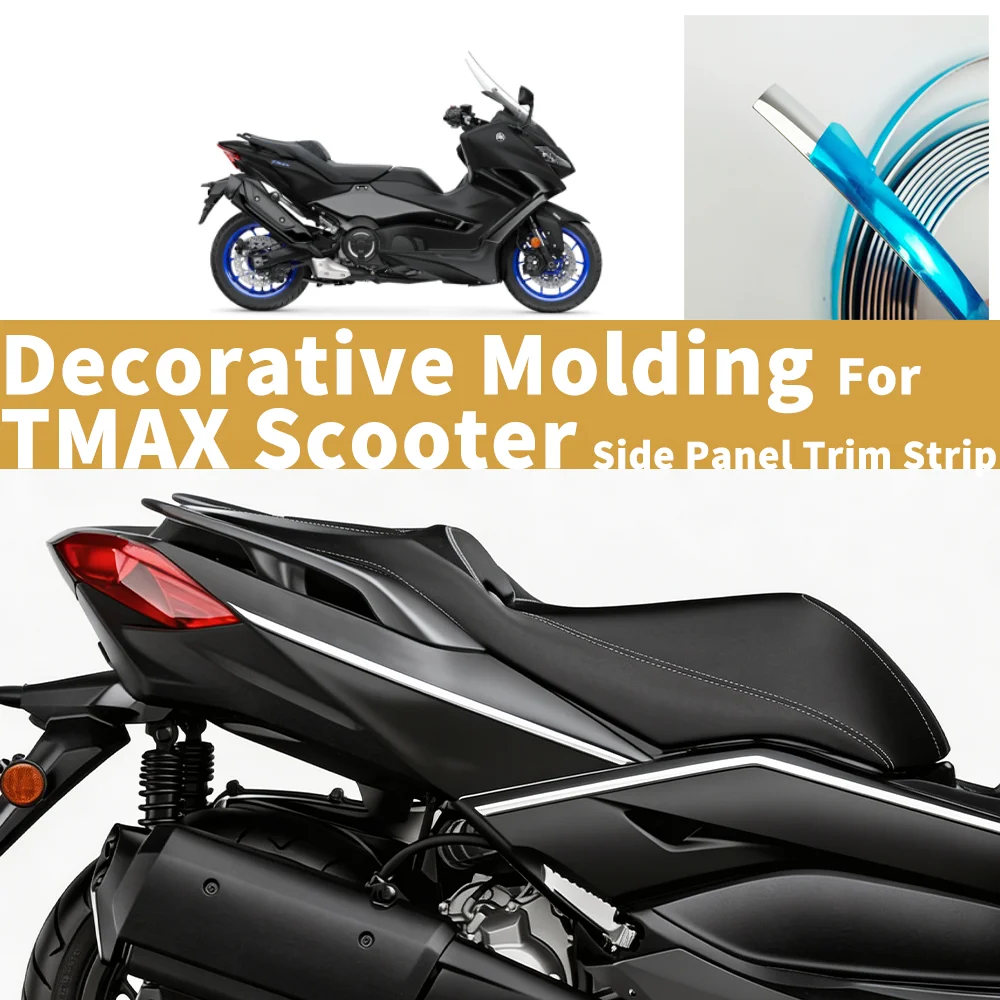 3D Chrome Trim Strip 3M Self‑Adhesive 300cm Decorative Anti‑Scratch Protective Molding For TMAX 530 2012‑2019 TMAX 530 SX DX 560