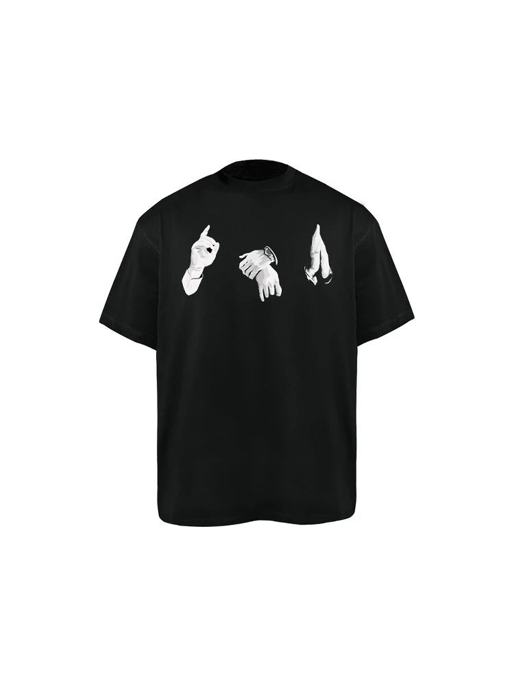

Dehz25SS Godfather Gesture Niche Design Short-sleeved T-shirt Men's Summer Casual Top 300g Heavy Pure Cotton