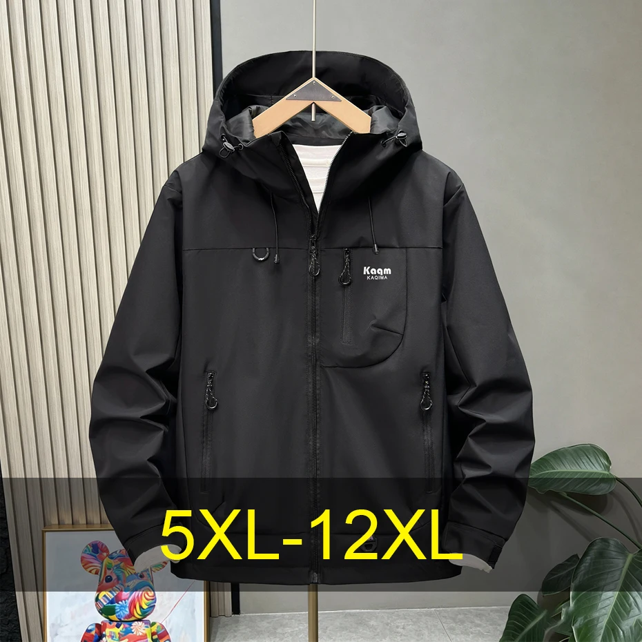 12XL Plus Size Waterproof Windbreaker Jacket Men Spring Autumn Camp Jacket Coat Male Outdoor Outerwear Big Size 12XL
