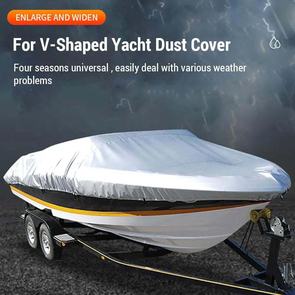 

Boat 11-22ft Outdoor V-Shaped Yacht Dust Rainproof Boat Sunscreen Taffeta 190T Hull Protective Durable