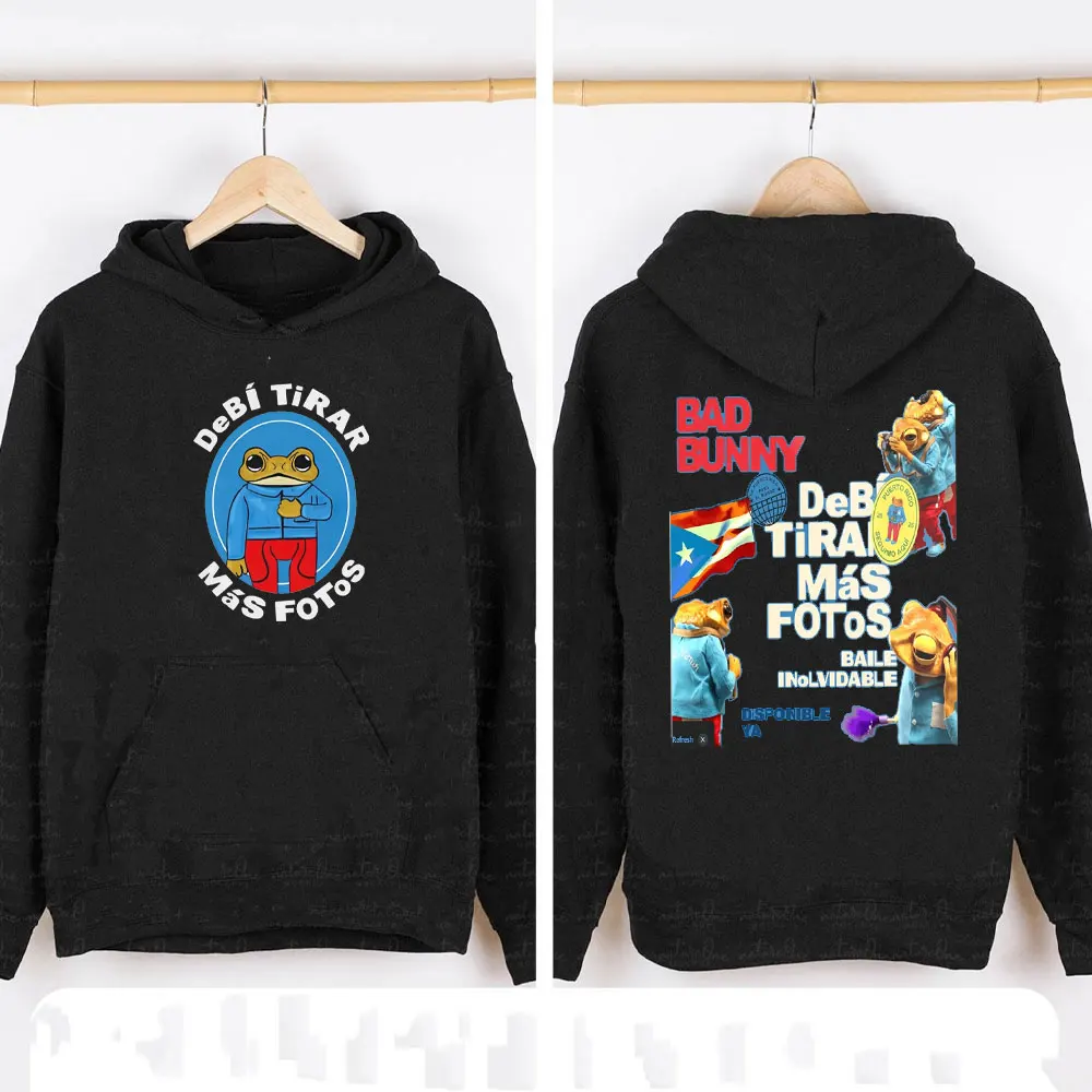 Debi Tirar Mas Fotos 2025 Assinatura Street Apparel Bad Bunny Inspiration Quote Moletom com capuz Crewneck Mr. Frog Roupas com capuz Mulheres Tops