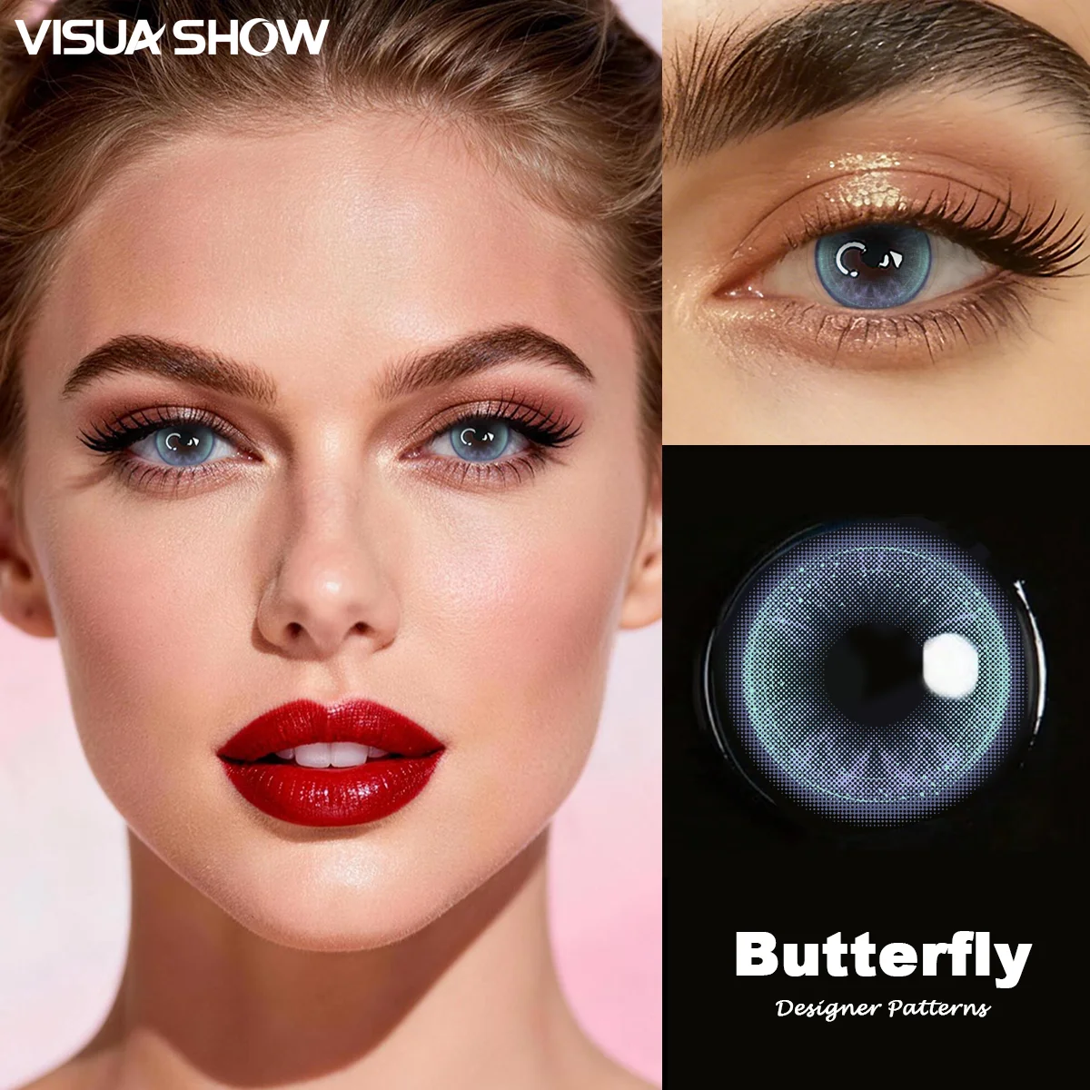 Visuashow 1 Paar Blaue Farblinsen, Halbjährlich Verwendbar, Einweg, Weich mit Kleiner Pupille und Augenvergrößerndem Effekt. Perfekt für tägliche Dates, Partys und natürliches Make-up – Detail 9