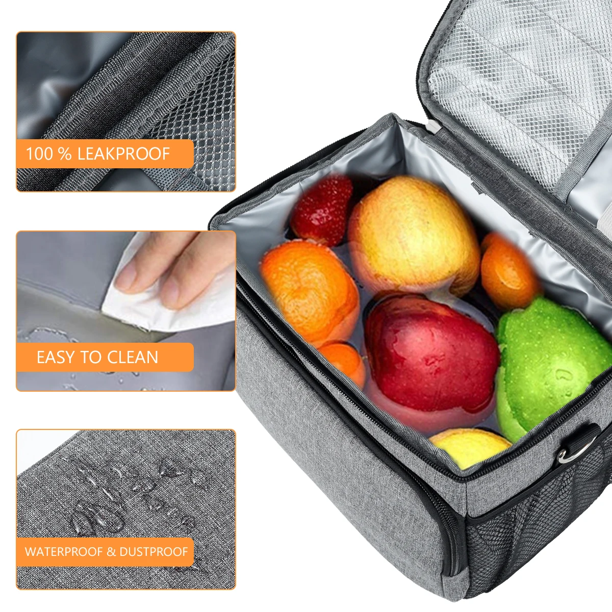 Insulated Meal Bag for Women Men Large Cooler Bag Reusable Meal Box Water-Resistant Leakproof Meal Organizer Thermal Meal