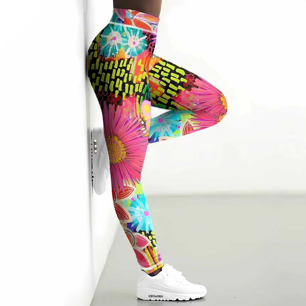 Fashion Women Yoga Pants Pretty Floral Art Pattern 3D Printed Fitness Skinny Pants Womens Clothing Leggings Mujer Gym