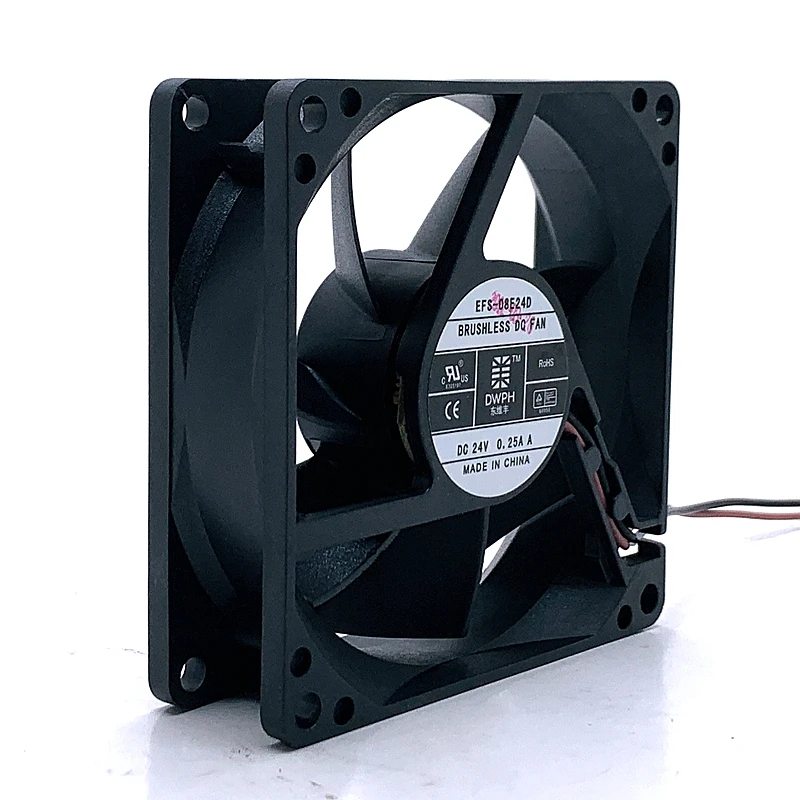 

80mm 24V Cooling Fan EFS-08E24D DWPH 80*80*25mm DC24V 0.25A 2 Wires DC Case Fan 8cm Sever Inverter Cooling Fan