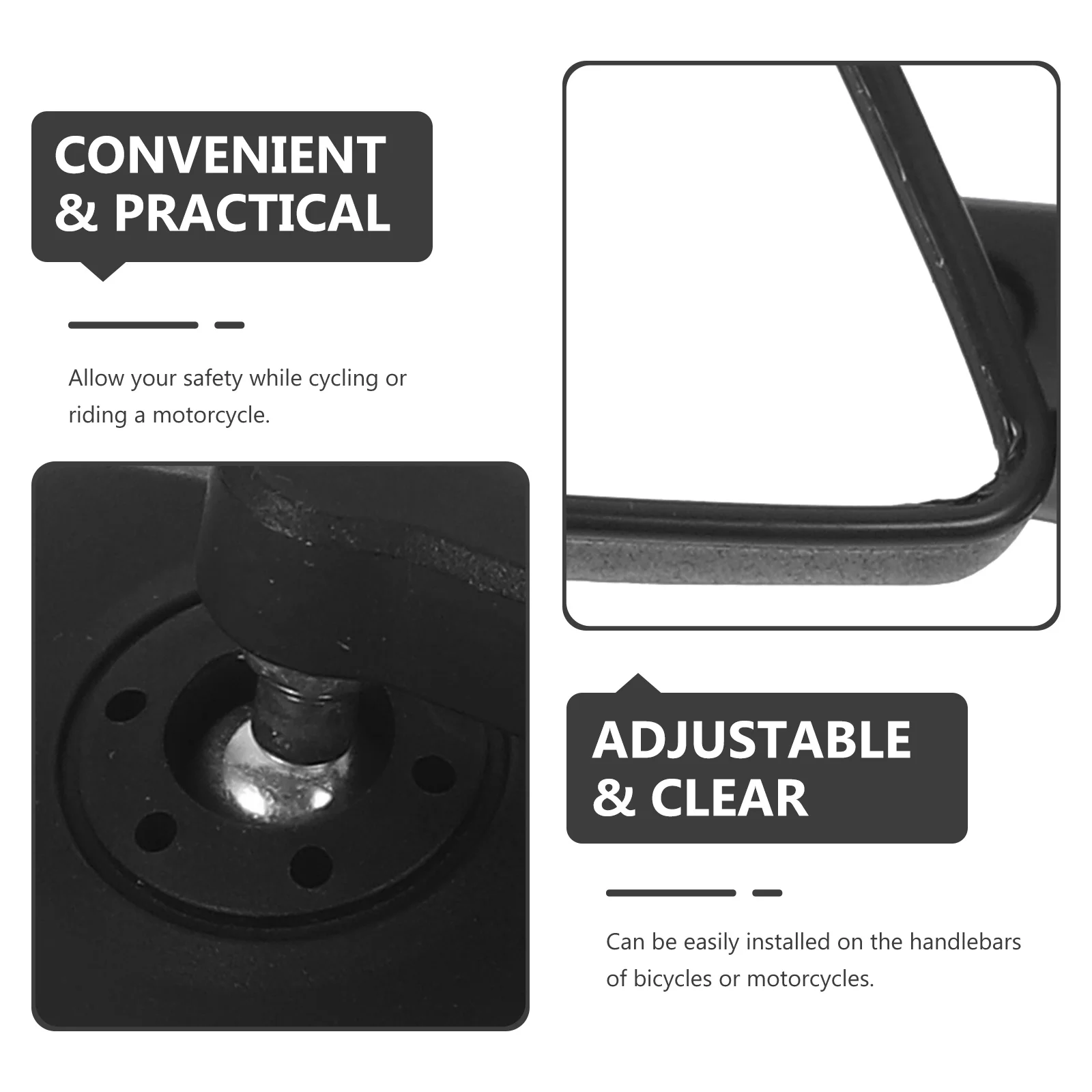 

2Pcs Bike Rear View Mirror Secure Reliable Handlebar Mount Adjustable Height Shock-Resistant Bicycle Mirror for Electric Bikes