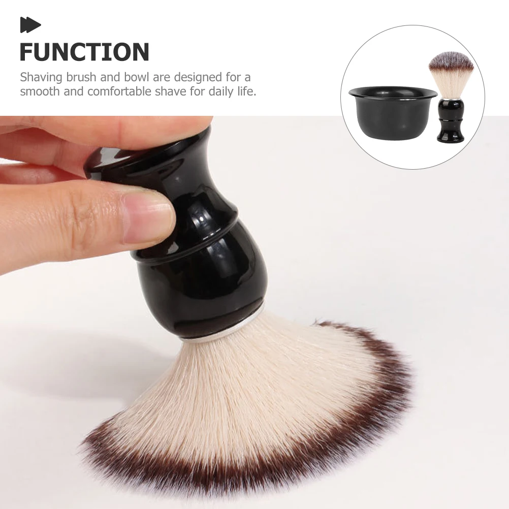 

1Set Men Shaving Kit Soft Hair Brush Shaving Bowl Beard Cleaning Grooming Set Portable Gift for Men Shave Brush and Bowl