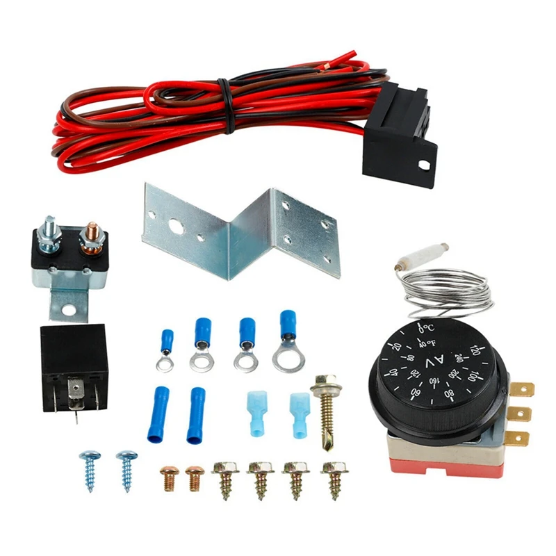 

Electric Radiator Fan Thermostat Controller Kit Radiator Fan Thermostat Control Relay Wire Kit 12V For Car Truck