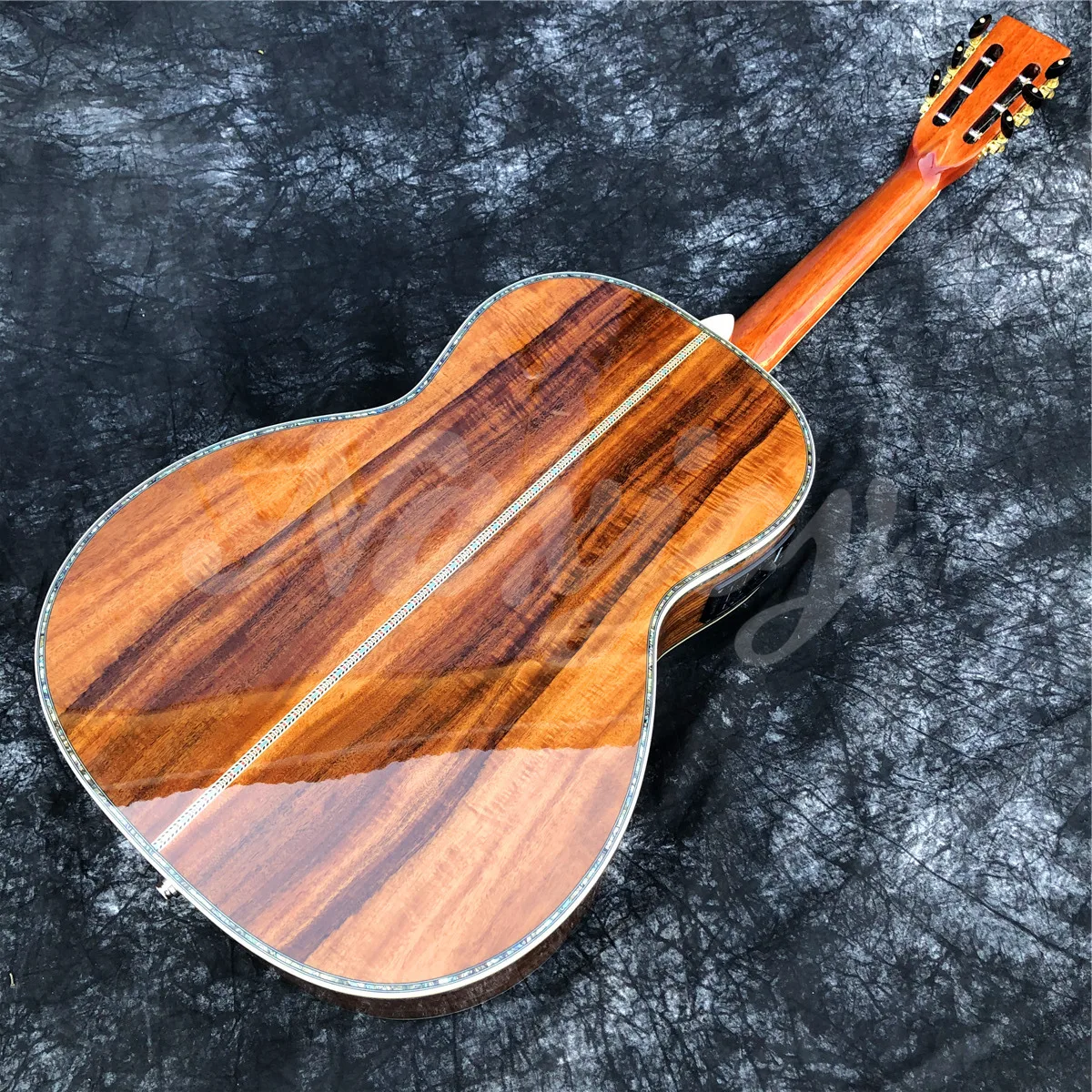 39 Inches All Koa Wood OOO Type Acoustic Guitar Real Abalone Inlays Ebony Fingerboard Electric Guitar