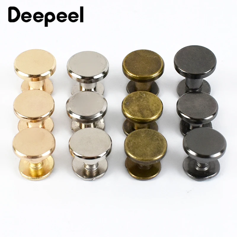 20Pcs Deepeel 5-8mm Flat Head Screws Nail Rivet DIY Bag Book Notebook Metal Binding Belt Hardware Accessories Buckle