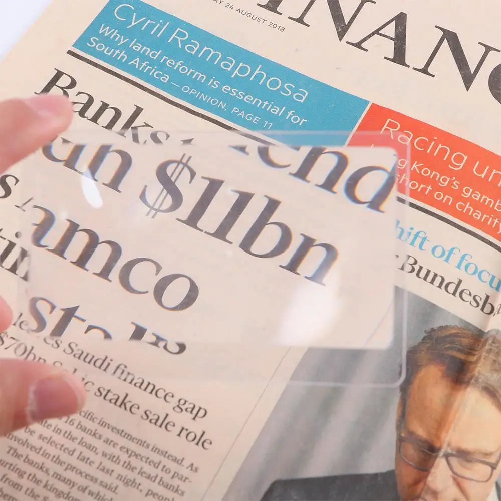 3X Magnifier For Reading Newspaper Book Made Of Plastics Pocket Credit Card Shape Magnifiers Magnifying Glass Loupe Fresnel Lens