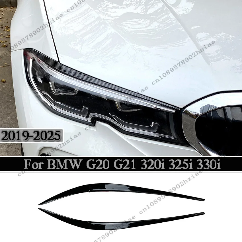 

car headlight eyebrow sticker For BMW G20 G21 2019-2025 Sedan / Touring 2Pcs ABS Gloss Headlight Evil Eyebrows Eyelids Tuning
