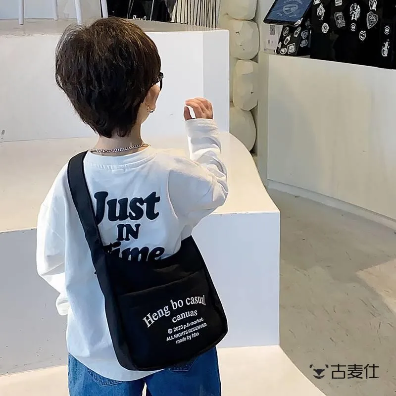 

Korean Style Canvas Kids Crossbody Bag Large Capacity Fashionable New 2025 Men's Small Shoulder Bag Stylish Boys Purse