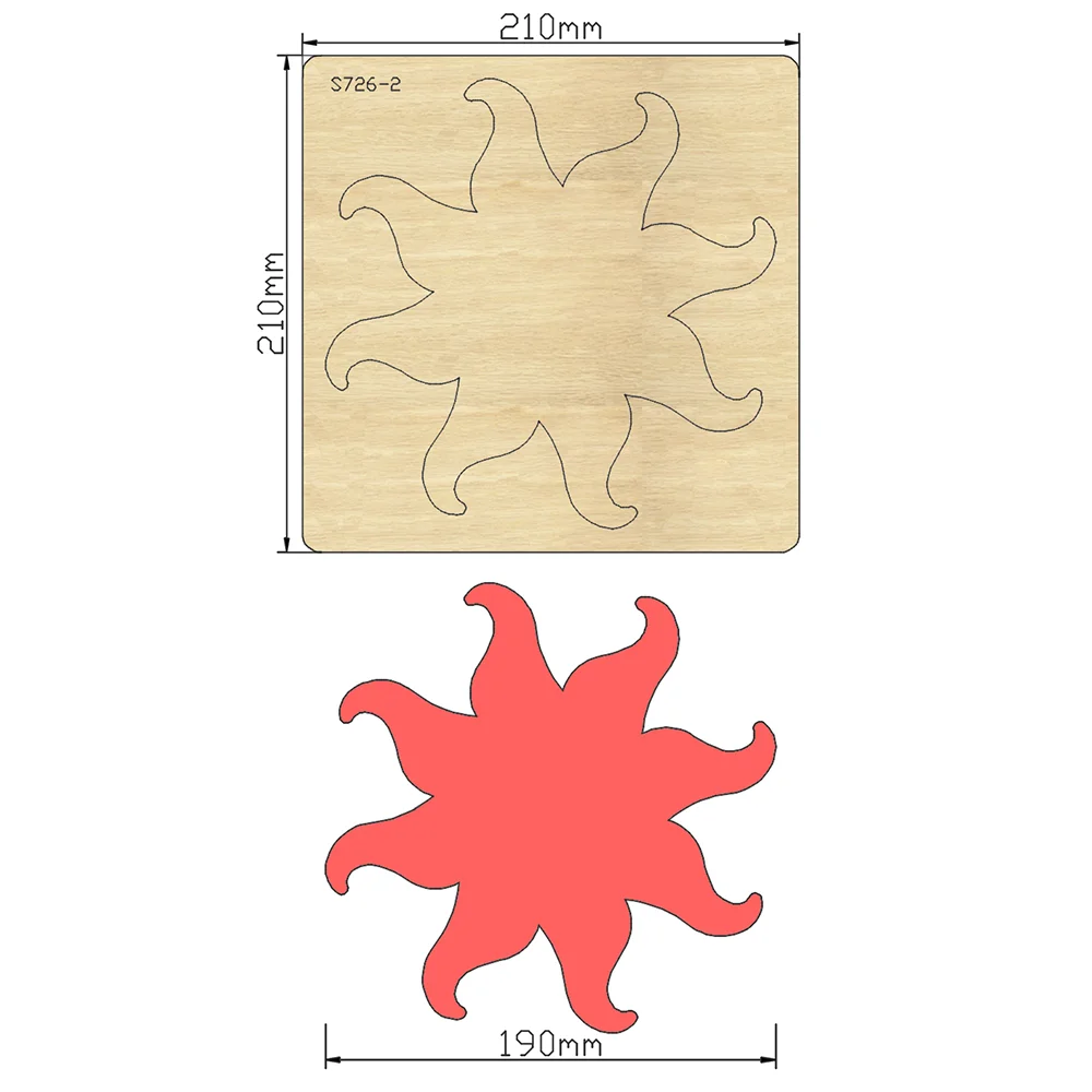 Sun Flame Decoration handmade DIY Cutting Dies Wooden Suitable for Common Die Machines on the Market