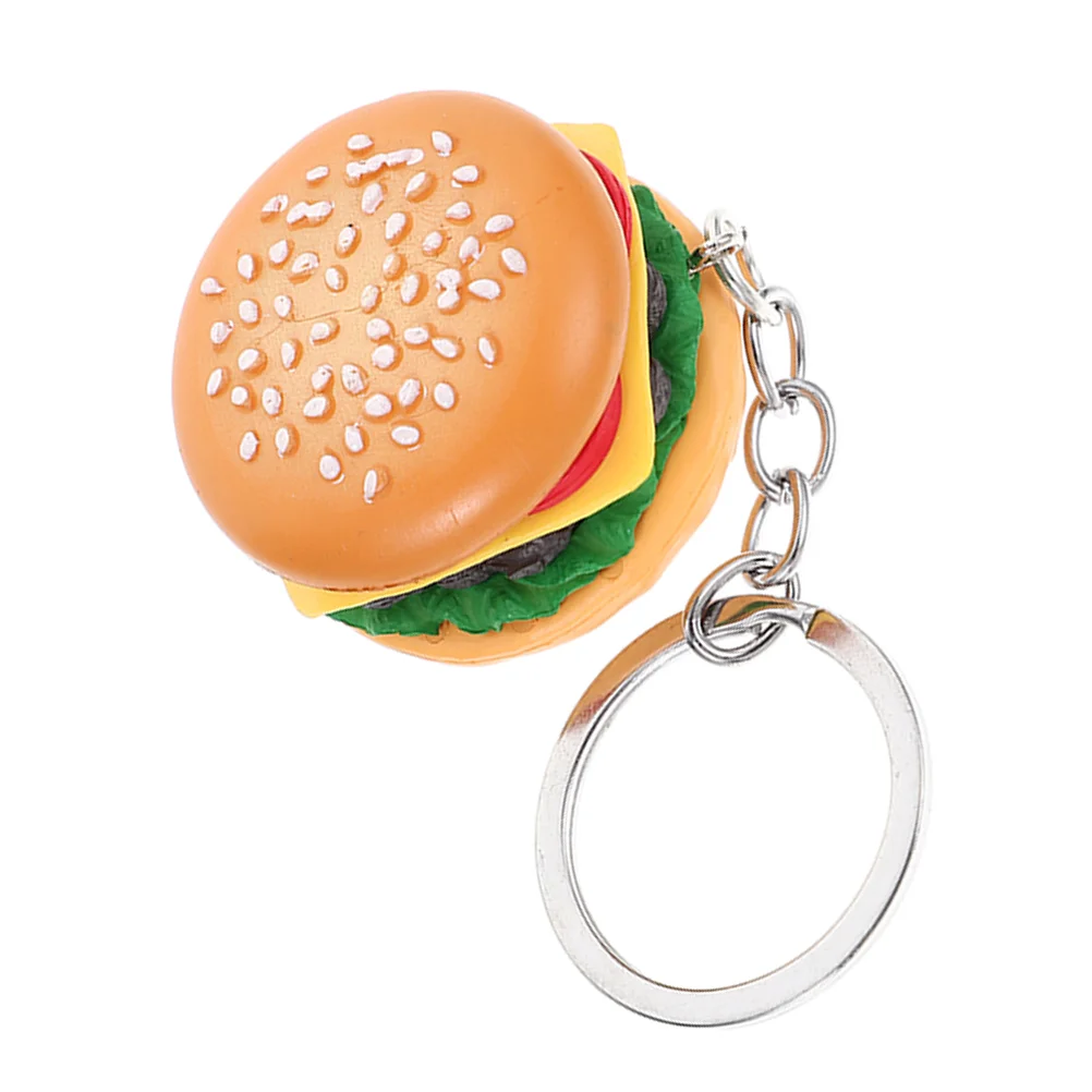 Key Rings Hamburger Keychain Simulation Food Keyring Cartoon Keychains Charms Pendant